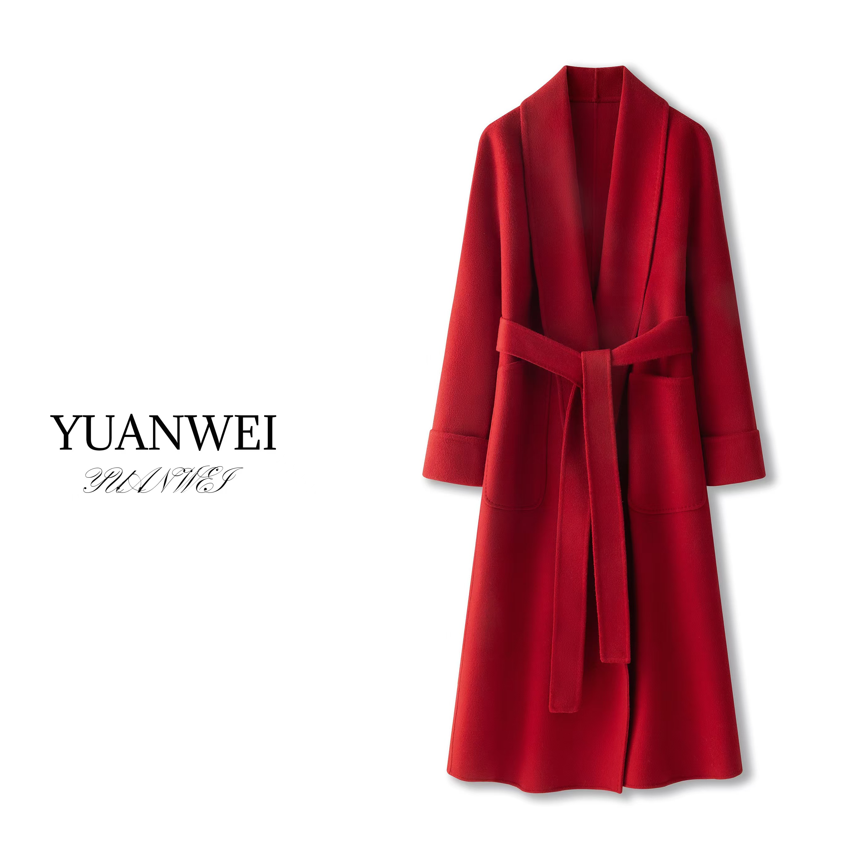 元苿【专柜同款】青果领30%高端山羊绒双面呢大衣大衣女秋冬高级感