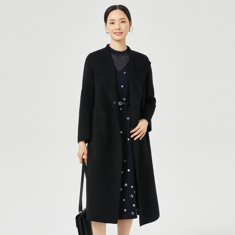 娜尔思100绵羊毛气质时尚毛呢外套女冬流行显瘦新款大衣NL00721W0