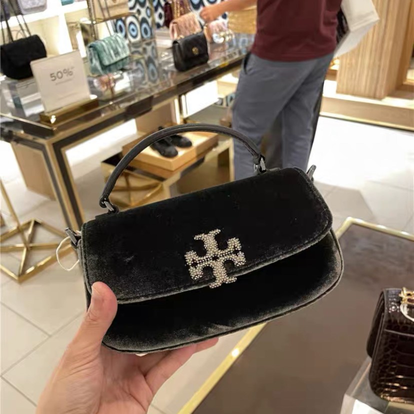 Tory Burch/汤丽柏琦（小号）BRITTEN灰丝绒单肩斜挎包1533271023