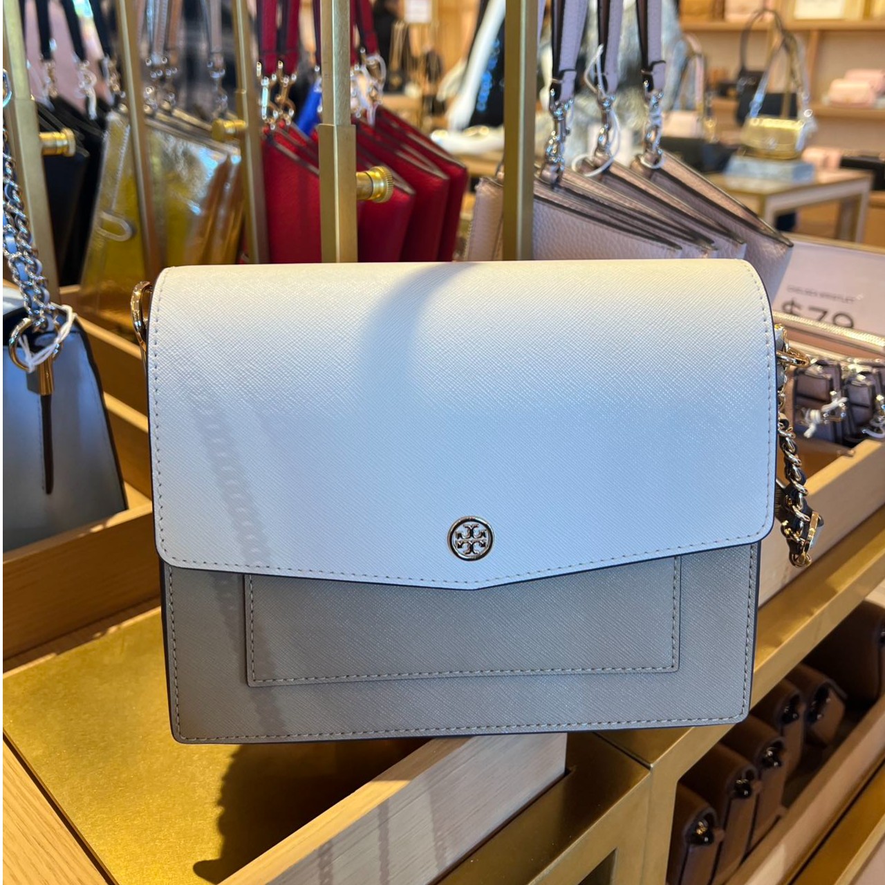 Tory Burch/汤丽柏琦ROBINSON奶茶拼白色新款风琴包 1543181123