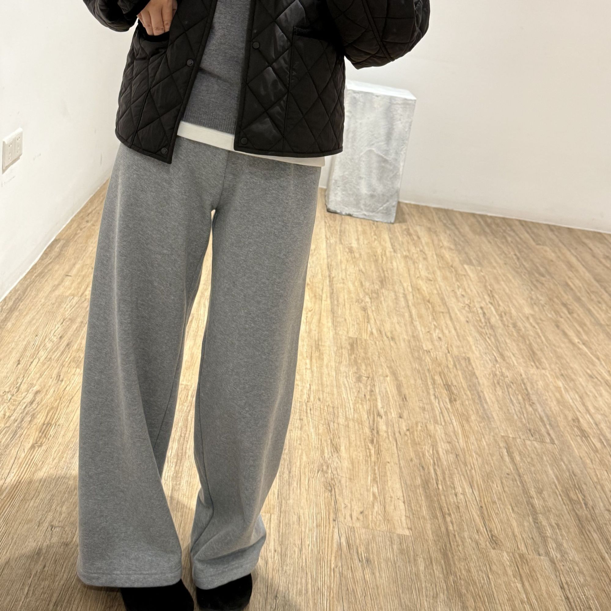 秋冬保暖百搭加绒休闲卫裤直筒裤 