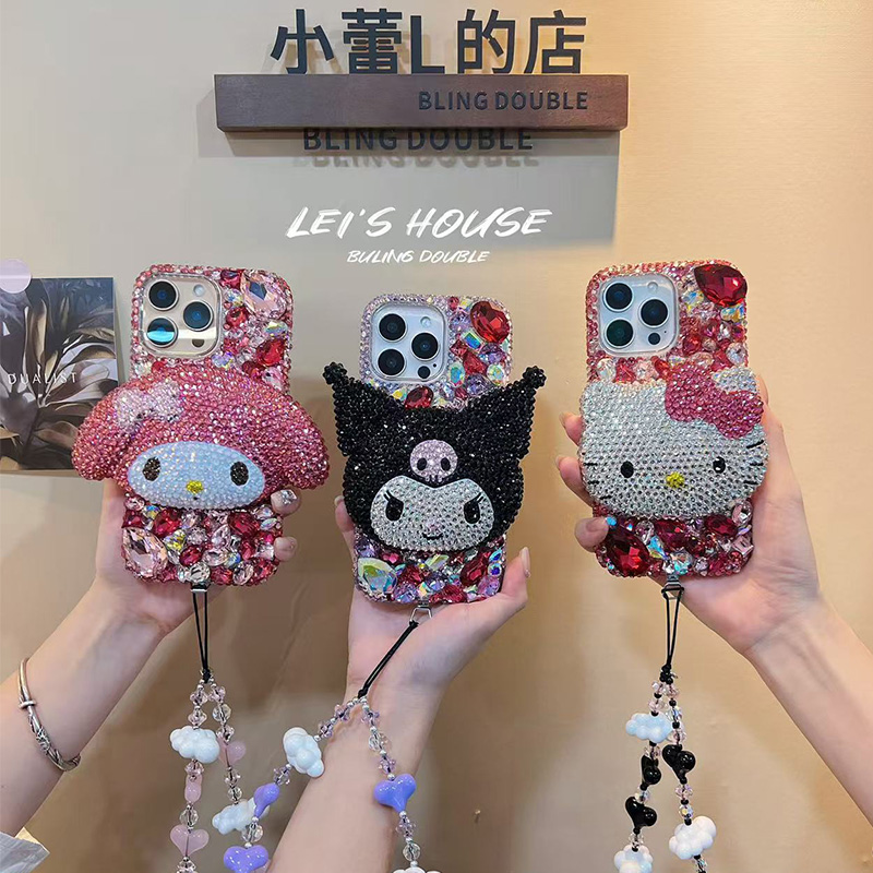 懒懒同款kitty满钻手机壳美乐蒂kt库洛米水钻适用17promax镶钻16