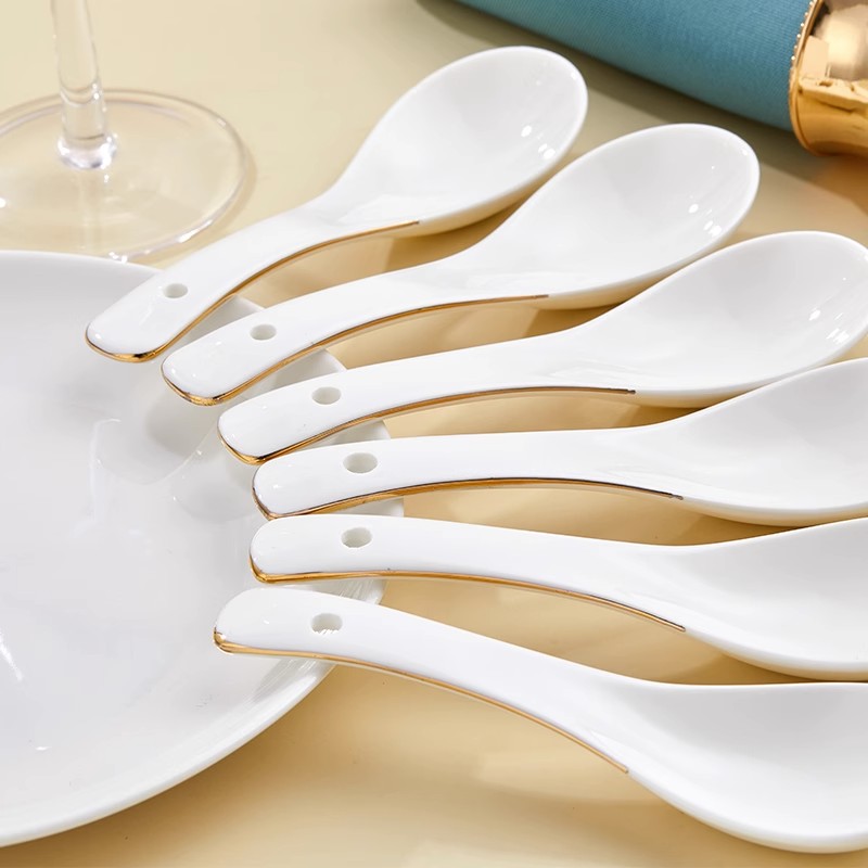 描金勺随心配描金勺随心配酒店家用简约陶瓷吃饭瓷勺喝粥盛汤