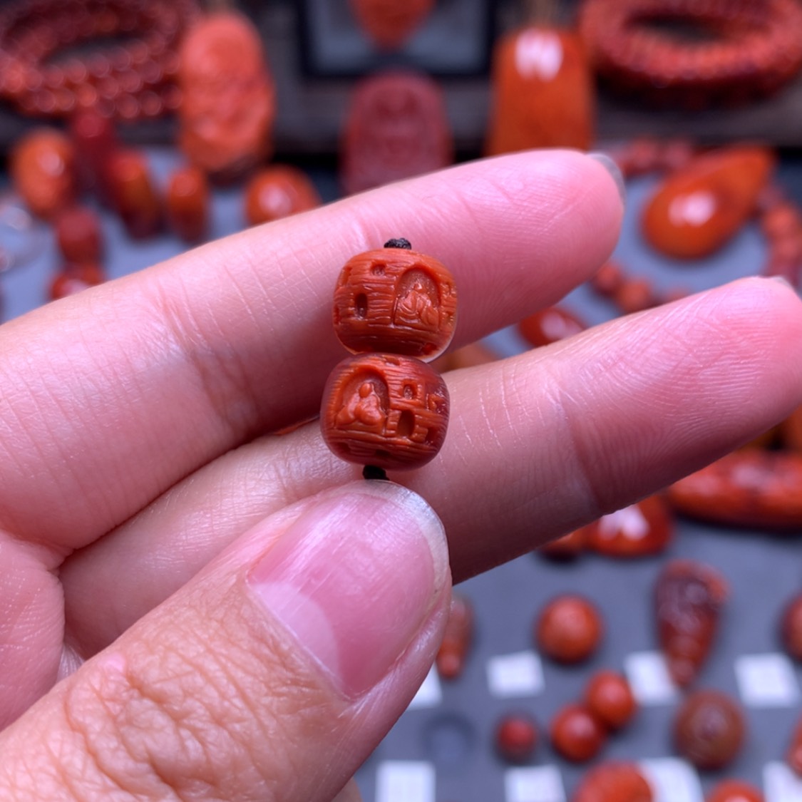 【闪购商品】南红玛瑙对珠未镶嵌杰*哥