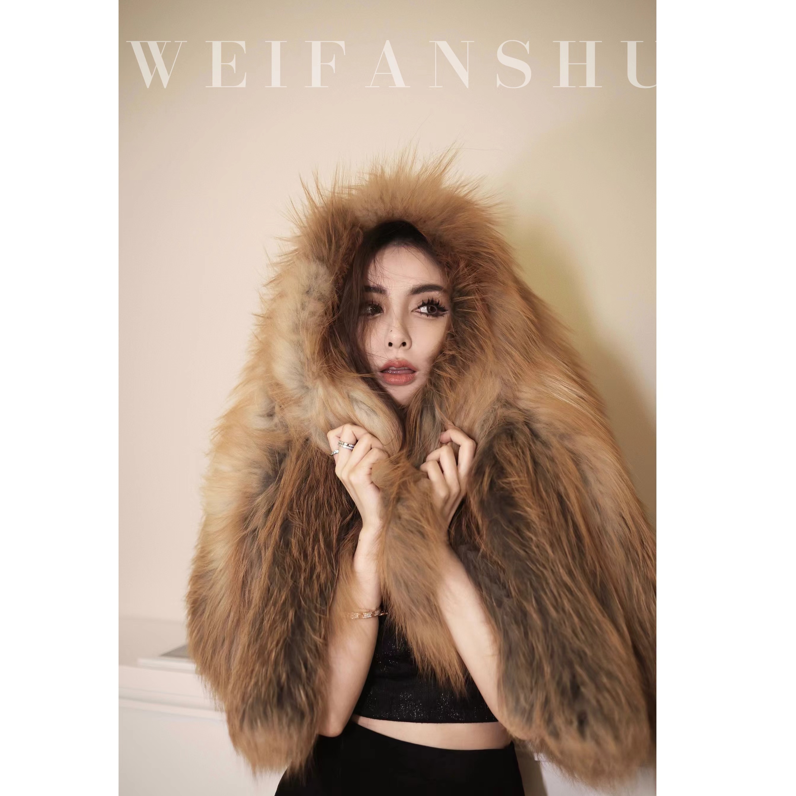 WEIFANSHU/魏凡舒镀金流年狐狸毛外外套