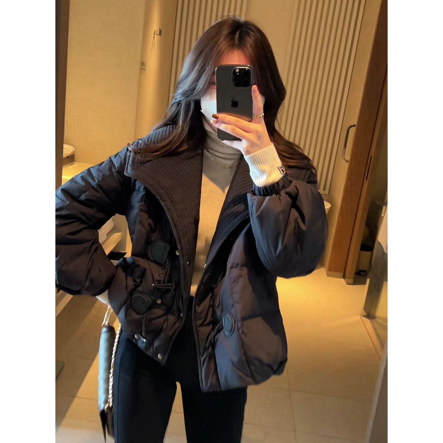法式复古牛角扣加厚棉服女冬季2023年新款百搭显瘦面包服棉