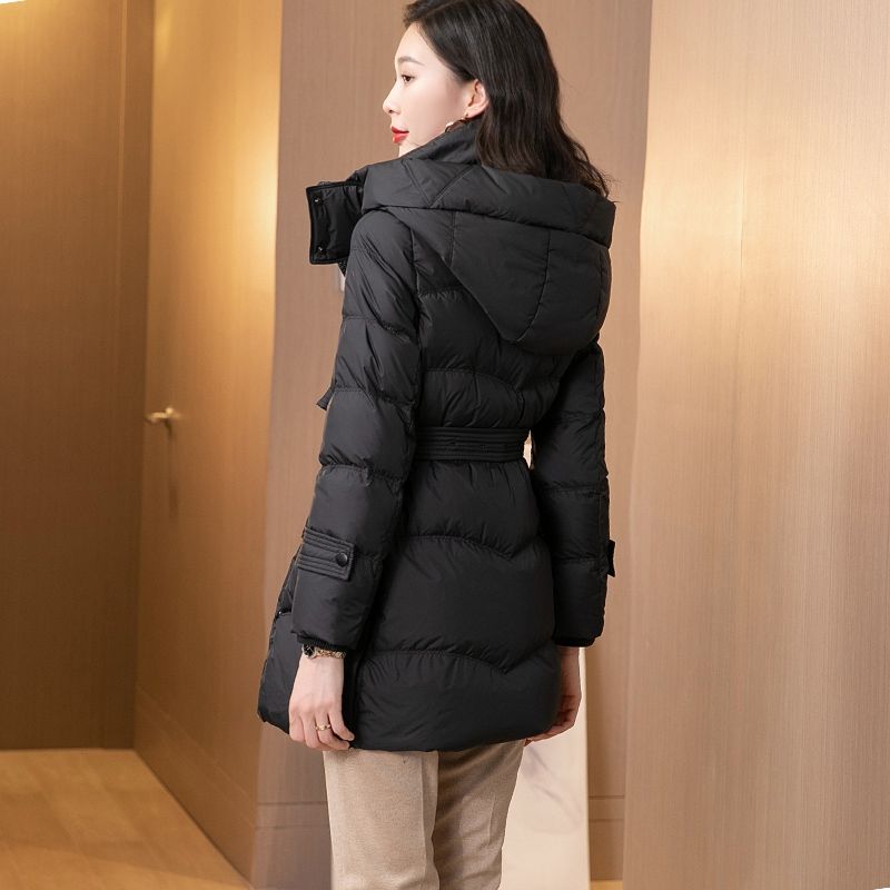 羽绒服高端奢华羽绒服2023新款女冬中长款修身收腰小个子防