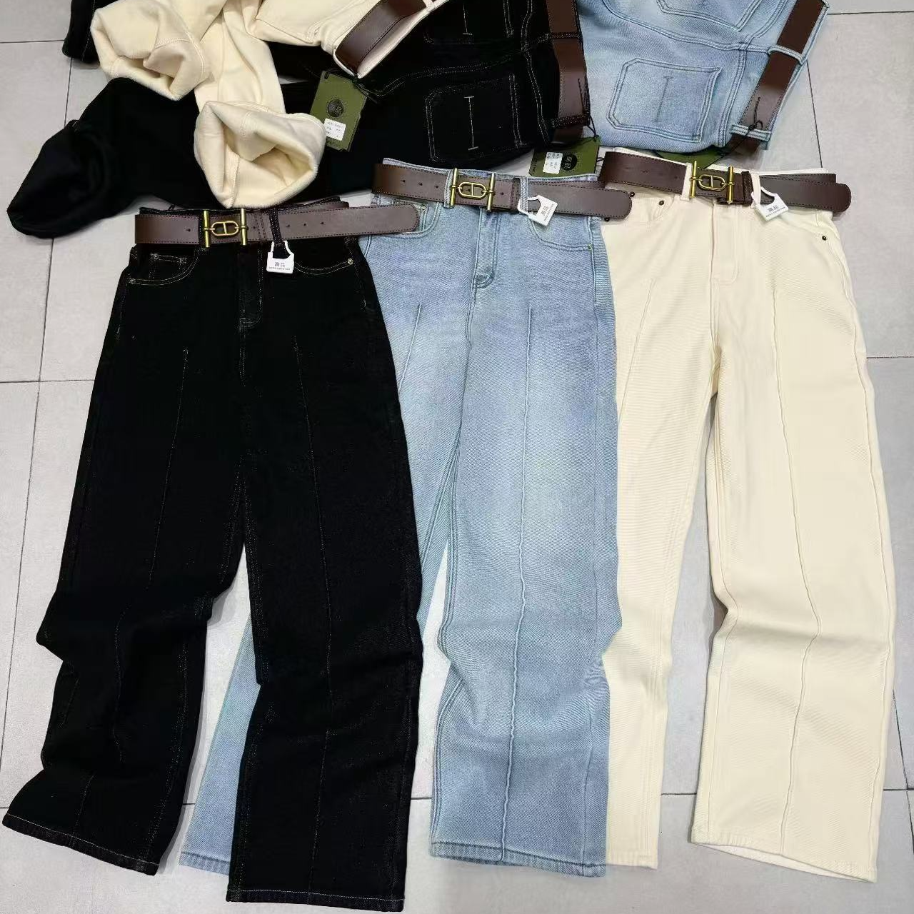 『 简约休闲F 』显瘦气质洋气潮流百搭设计时尚牛仔裤9906