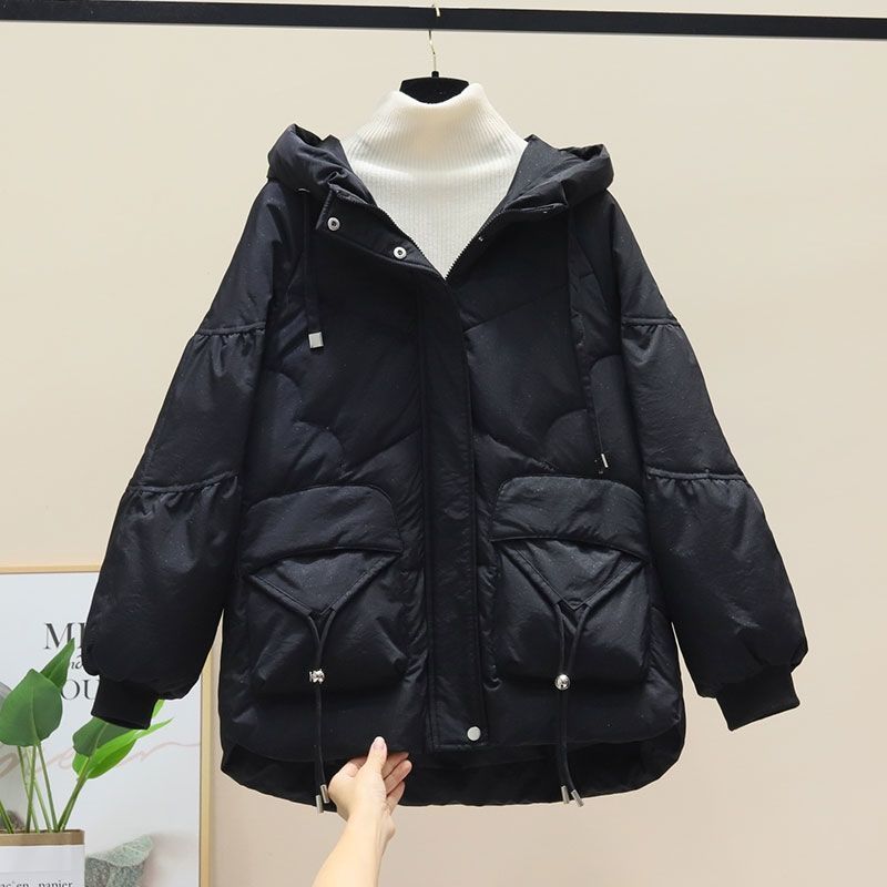 反季羽绒羽绒服女短款红色亮闪闪新款加大码200斤面包服加厚服