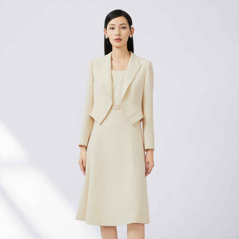 【粉丝专享】【悦己】秋季气质通勤梭织连衣裙甜玉米色LMFC7BWOP007