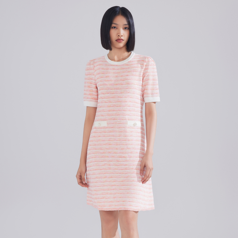 【粉丝专属】【城市多巴胺】休闲千金风针织连衣裙桃粉色LMFB3BKOP801