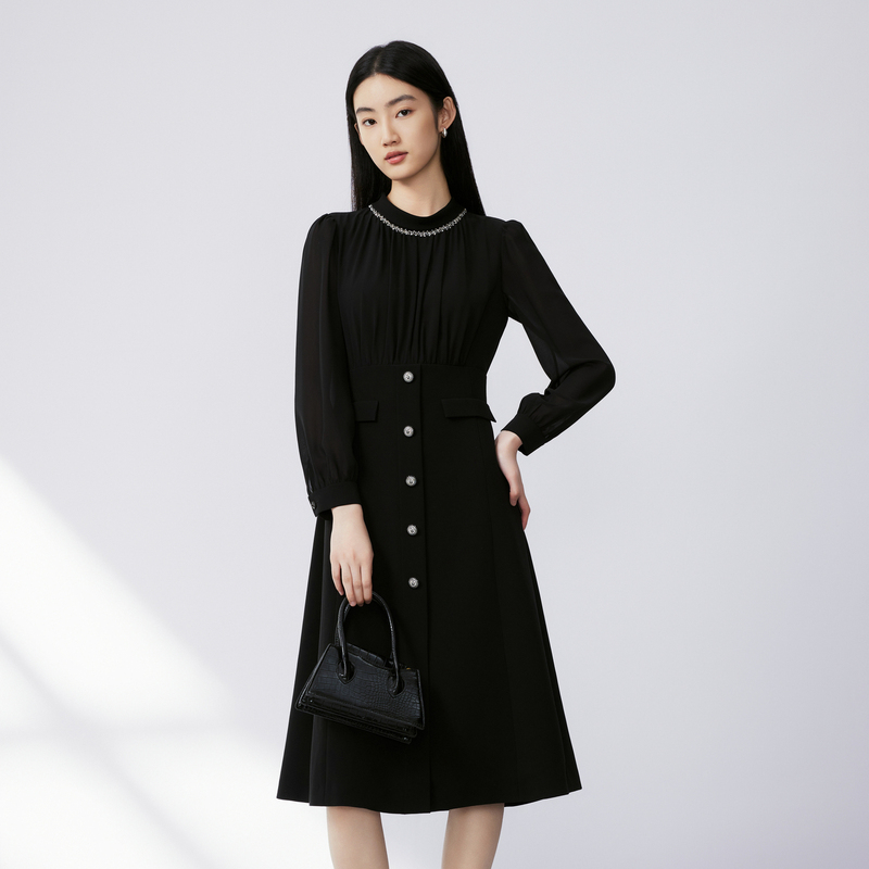 LIME/莱茵LIME/莱茵法式轻职场梭织连衣裙LMFC7BWOP009