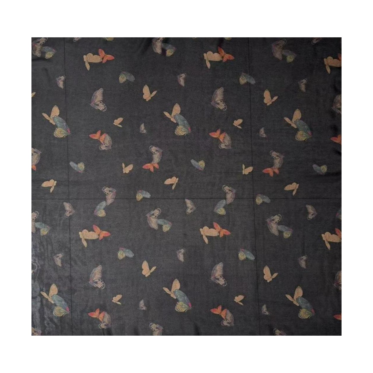 丝纡---漫天梦蝶   二经绞萝香云纱桑蚕丝105*105围巾披肩