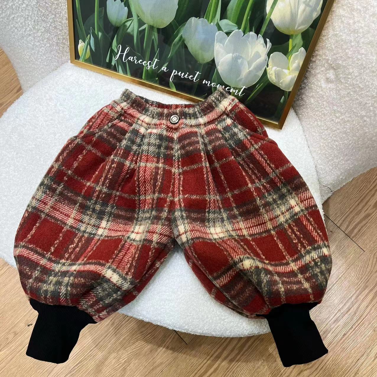 【森林】男女宝宝加绒加厚羊羔绒哈伦裤子冬季新款婴儿棉裤儿童一