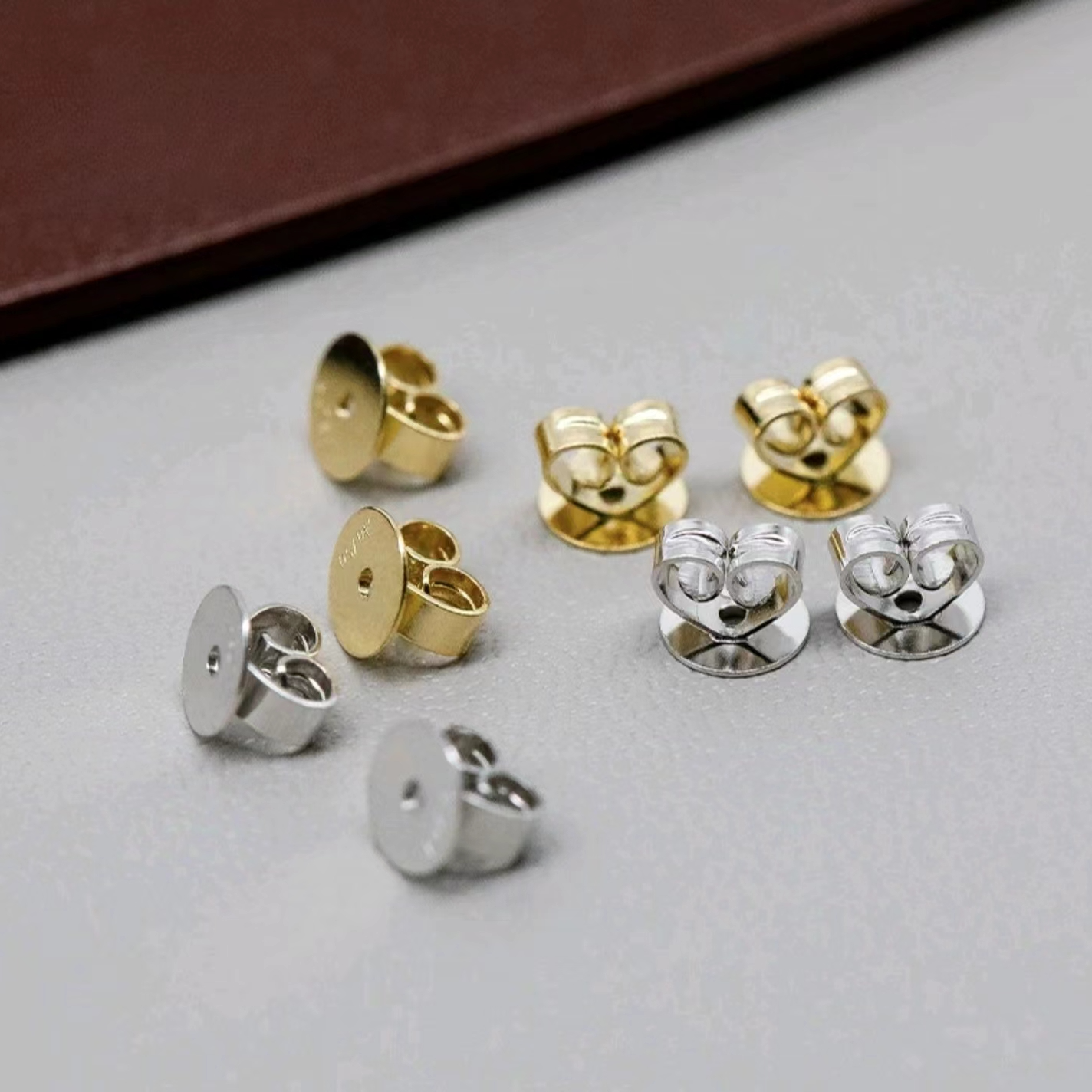 18K金平底时尚款耳堵（单只）要一对拍两单 耳堵