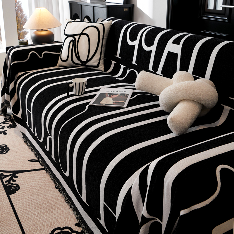 邓肯极简风沙发盖布巾雪尼尔现代简约全包万能防尘四季通用坐垫套商品图