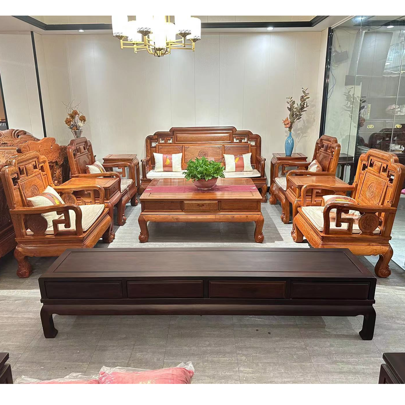 缅花国色天香客厅十一件套沙发