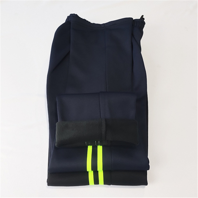 冬季双绿条校服裤子中小学生冬款藏蓝色两条杠绿条校裤加绒加厚