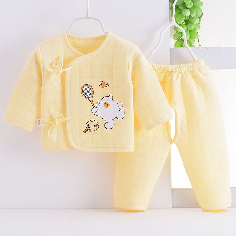 婴幼儿-纯棉宝宝保暖套装新生儿衣服2023款可爱婴儿舒适儿童春秋3