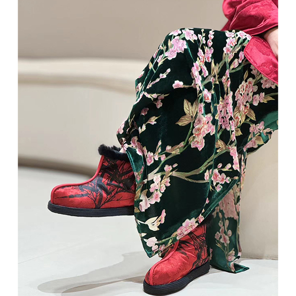 新中式复古文艺真丝丝绒烧花半裙双层提花高腰百搭休闲半身裙    