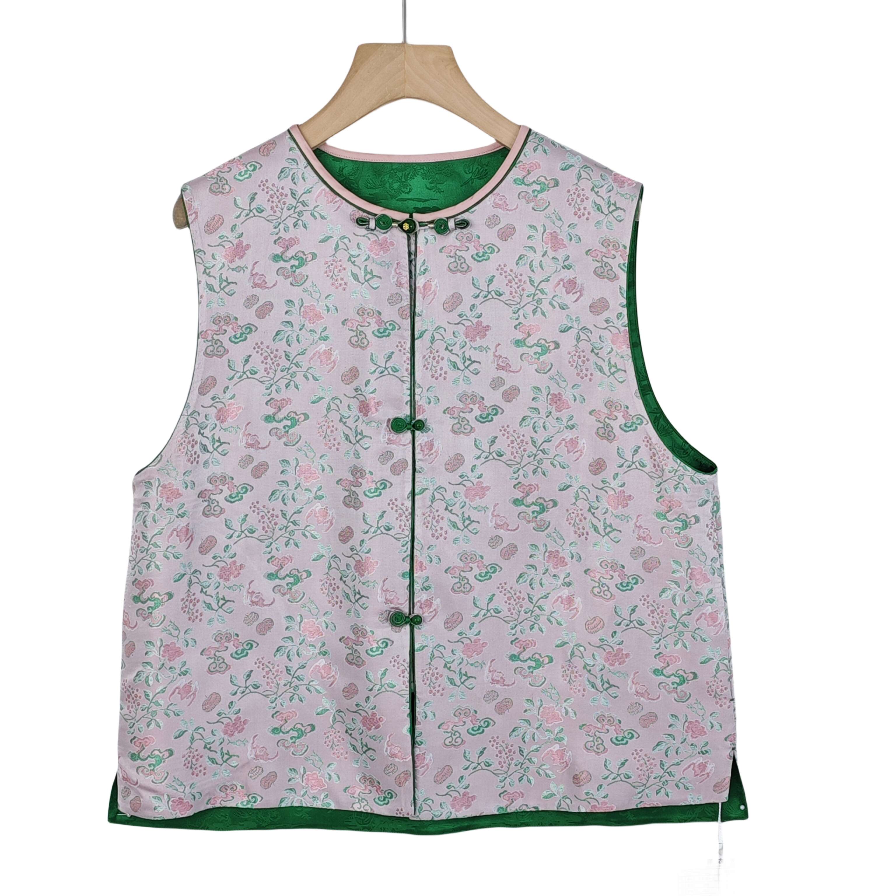 【星姚】桑蚕丝新中式通勤显瘦日常女士复古宋锦马甲国风2412038