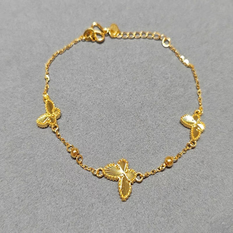 铜合金手链 金色蝴蝶手链女2024年新款轻奢小众精致手饰可调节