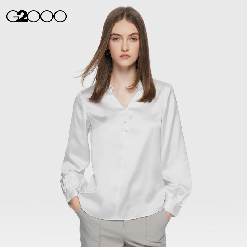 G2000女装春秋光泽质感面料时尚V领长袖休闲衬衫36241741