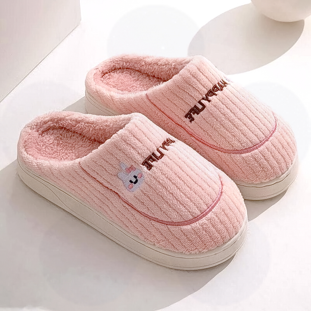 棉拖女冬季韩版情侣可爱卡通家居家用厚底毛毛拖防滑加厚情侣款鞋