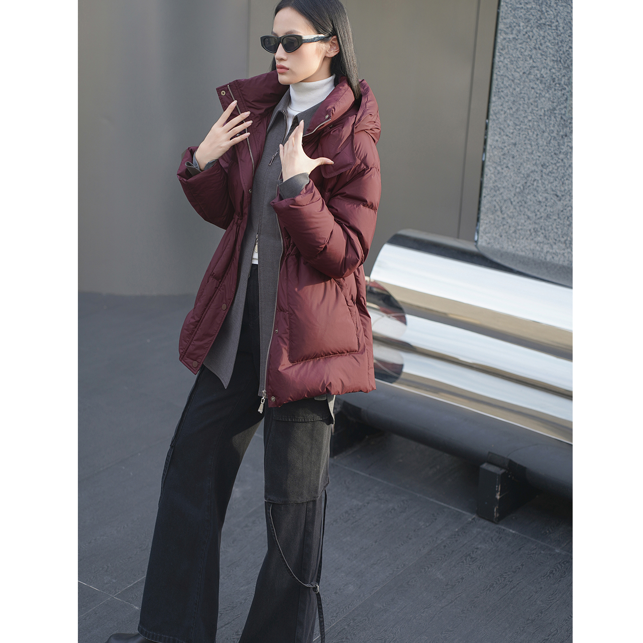 COVERINS冬季休闲安可拉红超轻羽绒服CC34508280