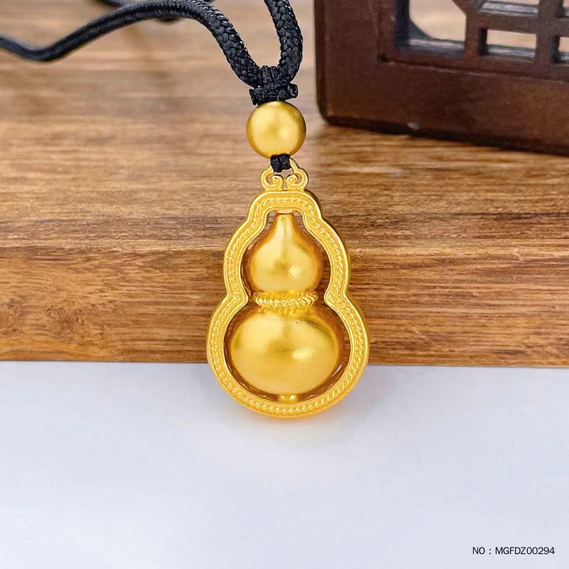 足金葫芦吊坠999古法空心挂绳可转动（含珠子）轻奢时尚素款精致