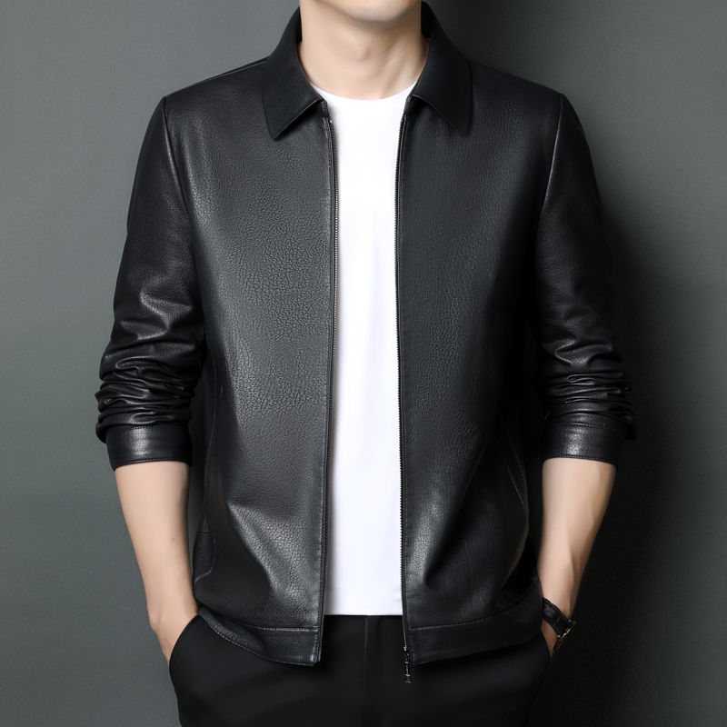 2335真皮男装翻领外套 商务休闲稳重大气  99