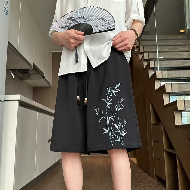 美式短裤男休闲健身女下装大肚子显瘦薄款300斤胖子大码新中式短