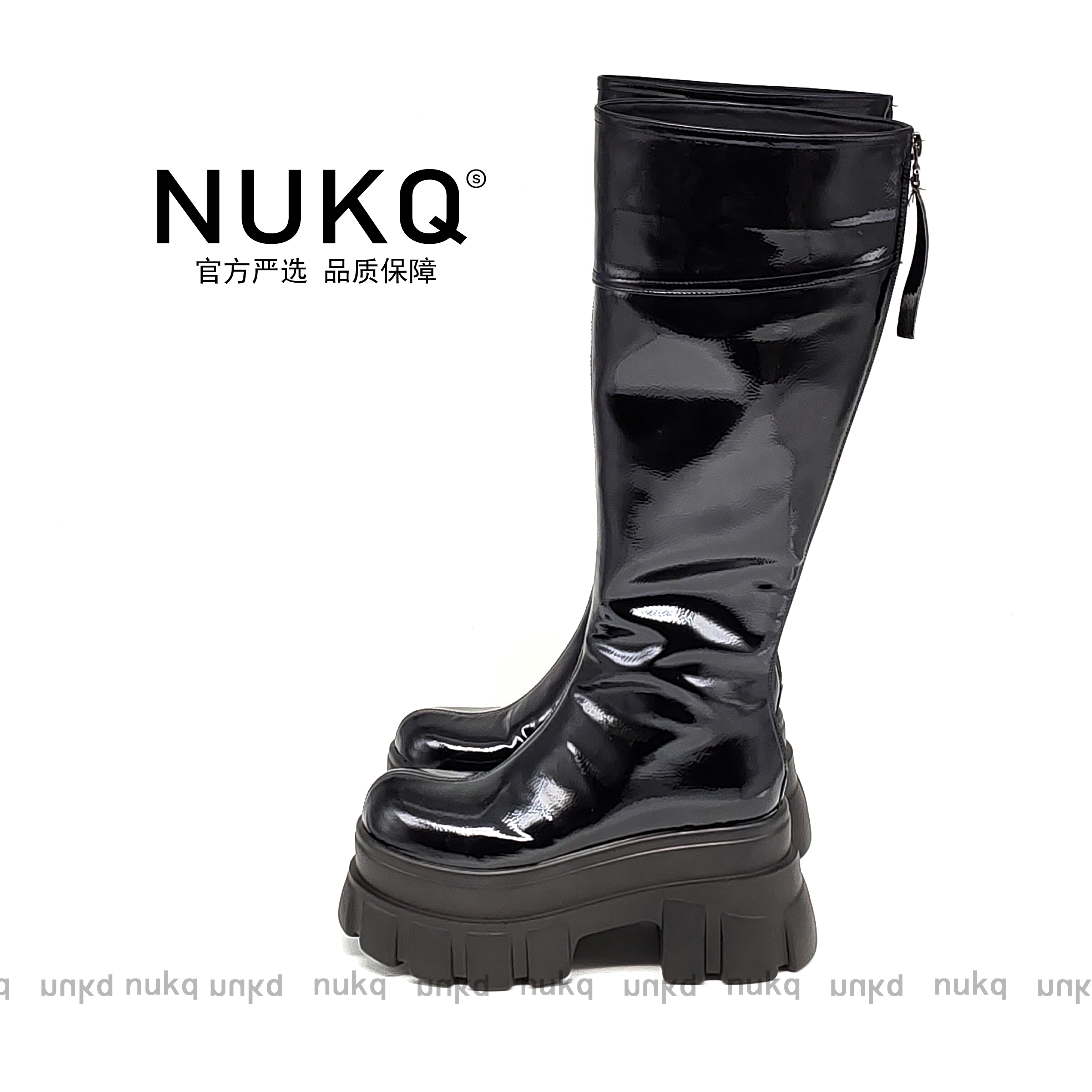 【专属】圣诞节战靴【大悦严选】跟高9CM 加大腿围 高跟厚底长靴