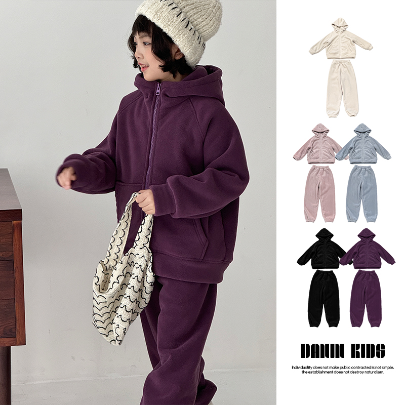 【嗒囜】儿童保暖校服神器休闲家居服两件套连帽上衣束脚裤内搭套装