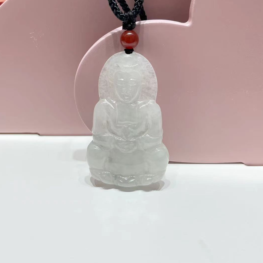 Chow Tai Seng/周大生翡翠观音吊坠男士观音菩萨挂件玉石正装时尚