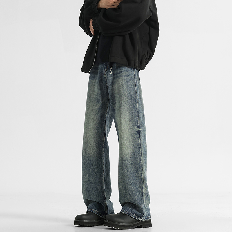 (现货现发)复古牛仔裤男阔腿宽松直筒cleanfit裤子2025春季新款