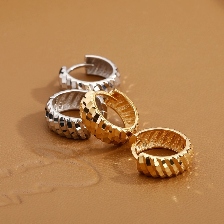 OUMU/欧慕18K金爆闪车花素圈耳扣时尚百搭多样性发货发一对素款