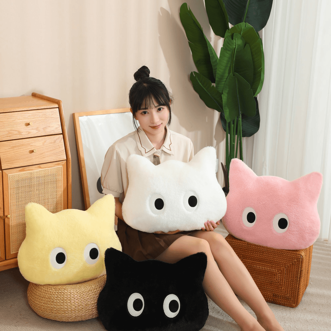 【可爱卡通猫头毛绒玩具抱枕】六色可选 破损联系客服