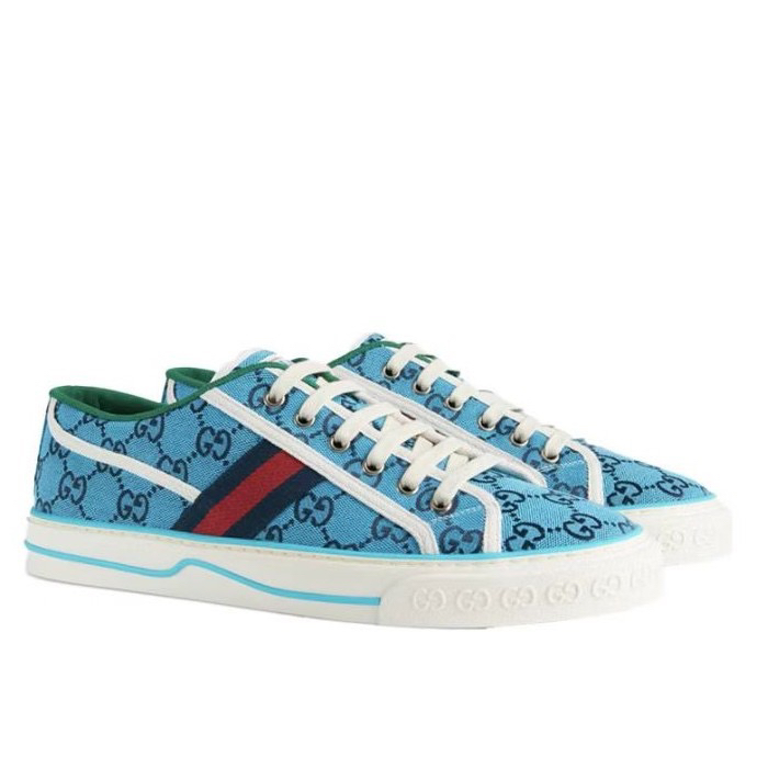 全新未使用 GUCCI/古驰 Gucci古驰 Tennis 1977天蓝色帆布鞋板鞋