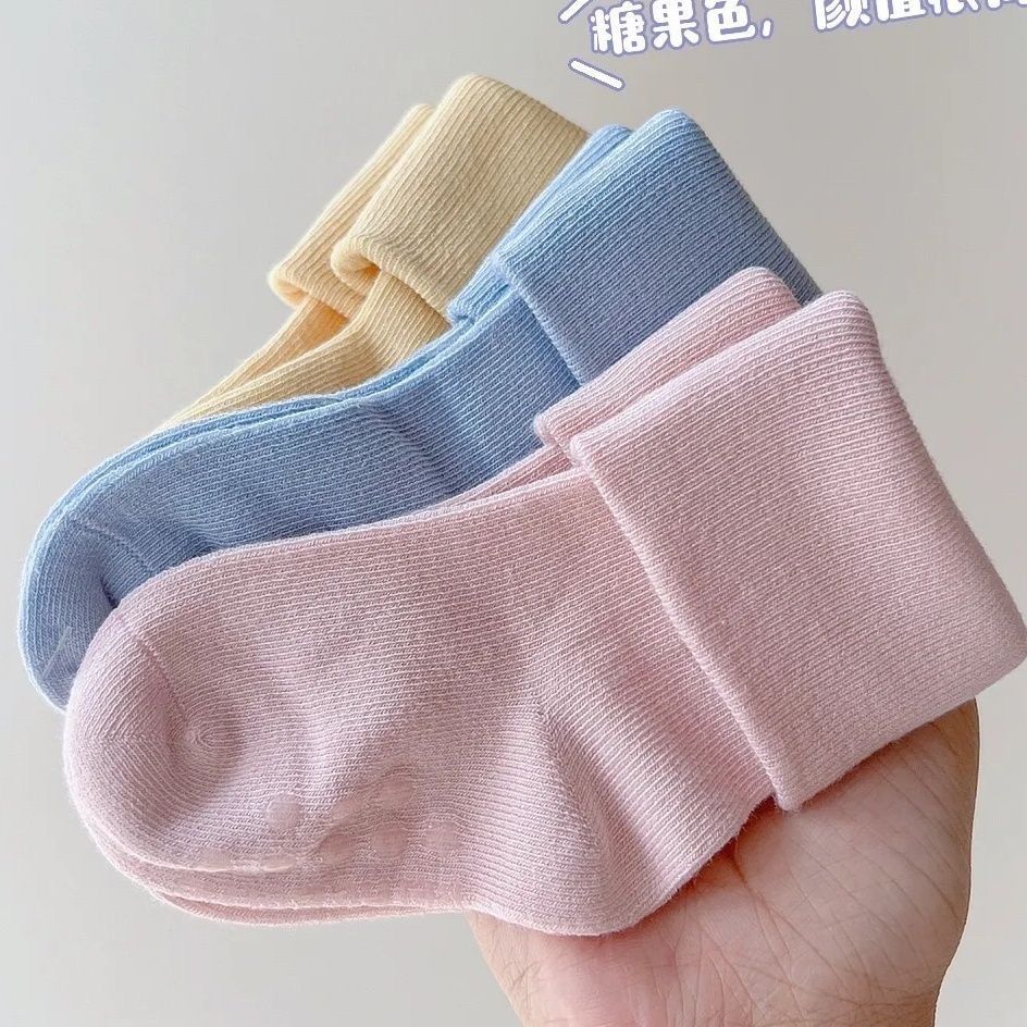  婴儿袜子春款0-1岁宝宝棉袜透气舒适新生儿中筒松口袜防掉睡眠袜