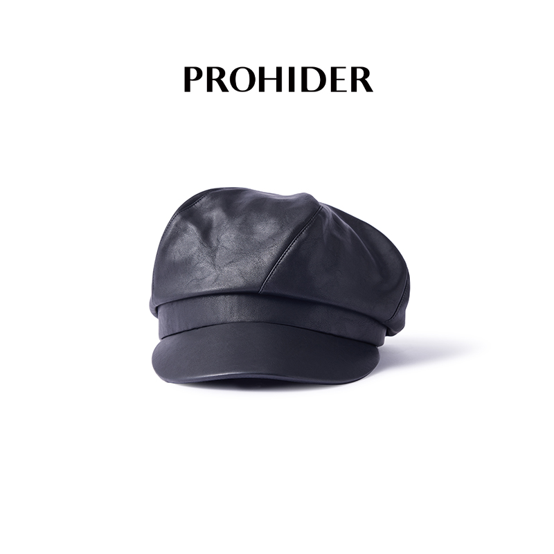 PROHIDER/颇嗨 复古水洗皮螺旋报童帽