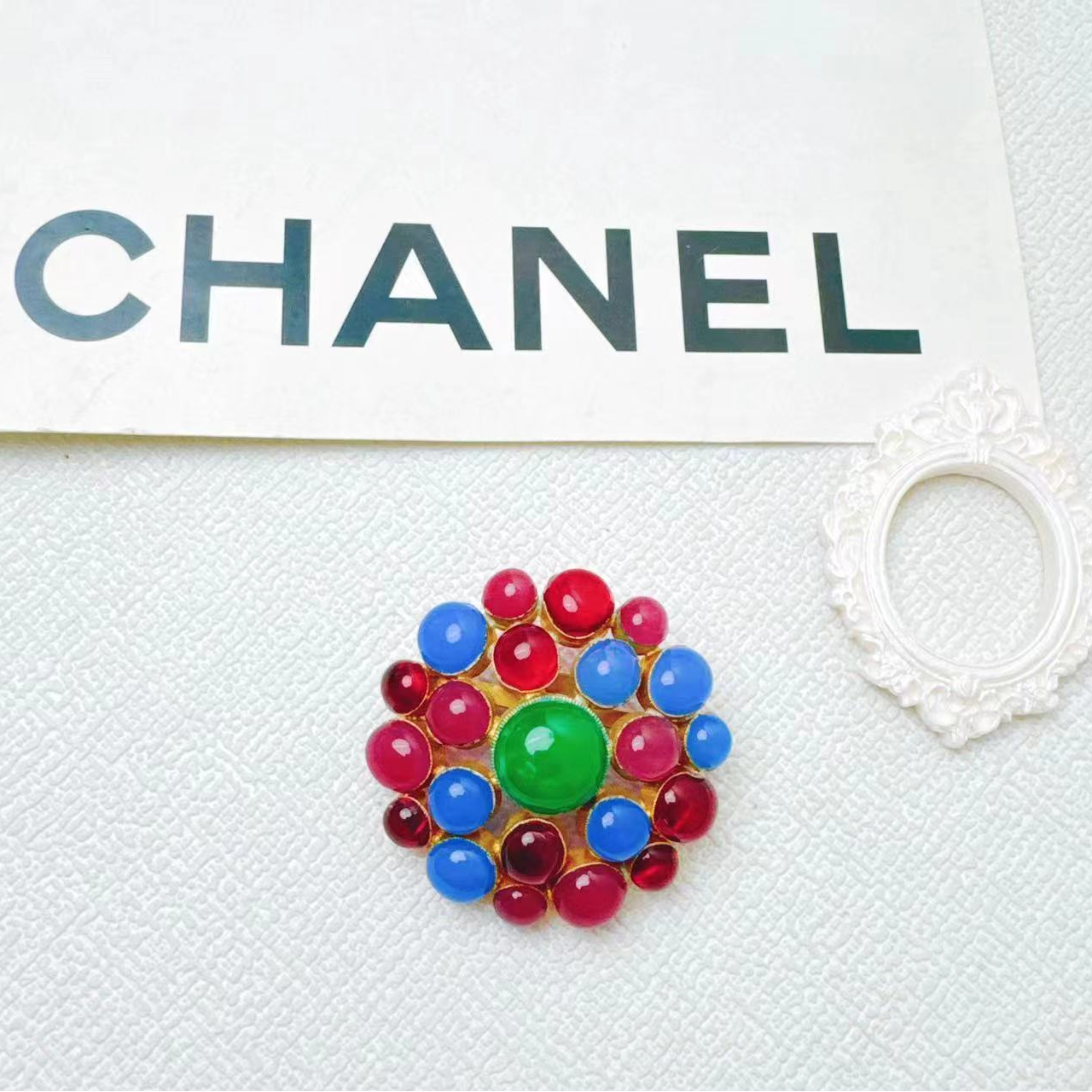 95新 Chanel/香奈儿 柚礼中古/香奈儿多彩琉璃胸针CP408027
