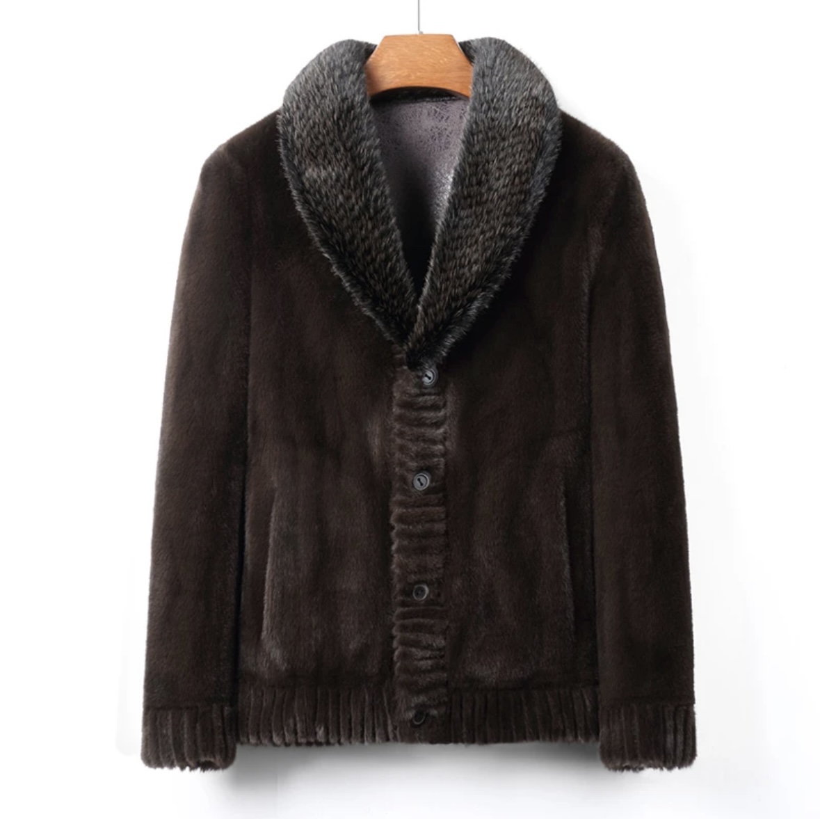 2024新款男士时尚休闲潮流冬季加厚双面穿青果领外套大码男款秋冬