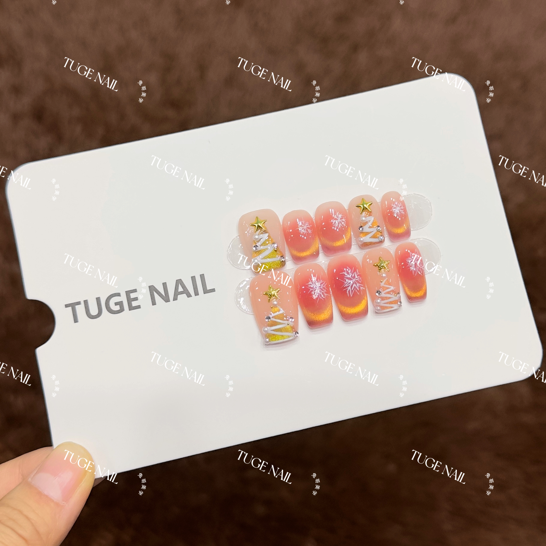 TugeNail “圣诞星星” 秋冬渐变猫眼美甲气质简约猫眼穿戴甲 小然