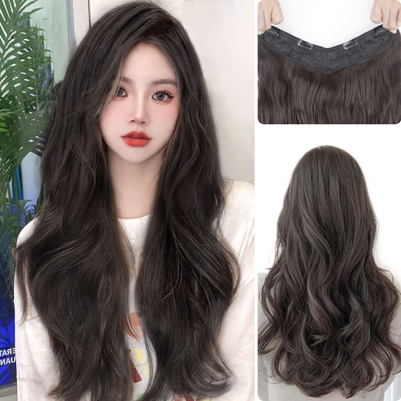 假发女长卷发一片式浪隐形接发片大卷烫发增发根自动无痕蓬松波浪