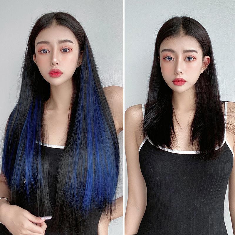 假发女长直发一片式渐层五卡直发透气彩色挑染接发片五卡挑染直发