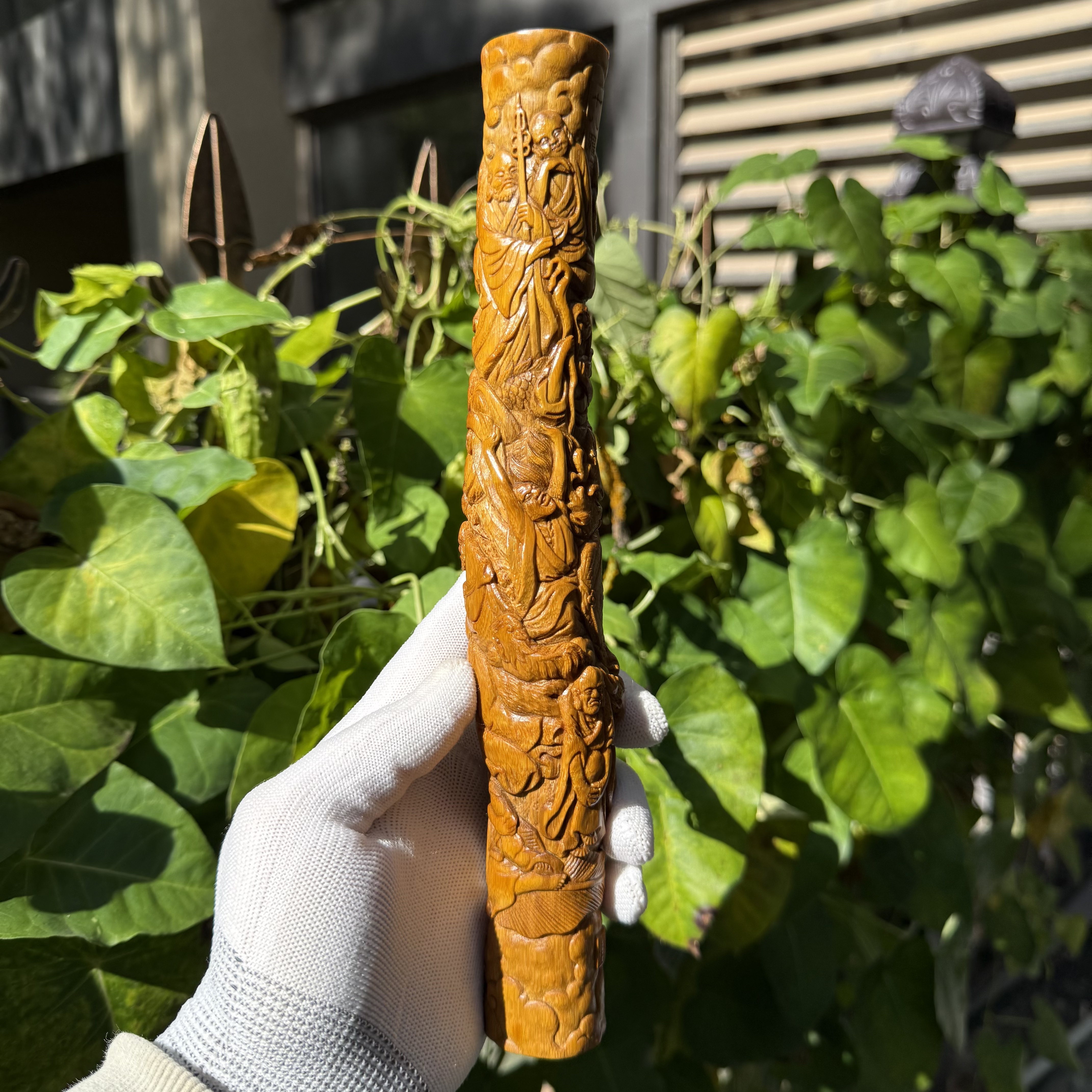 （十八罗汉）纯手工雕刻实心玉竹手把件竹雕文玩收藏竹子竹制品竹根