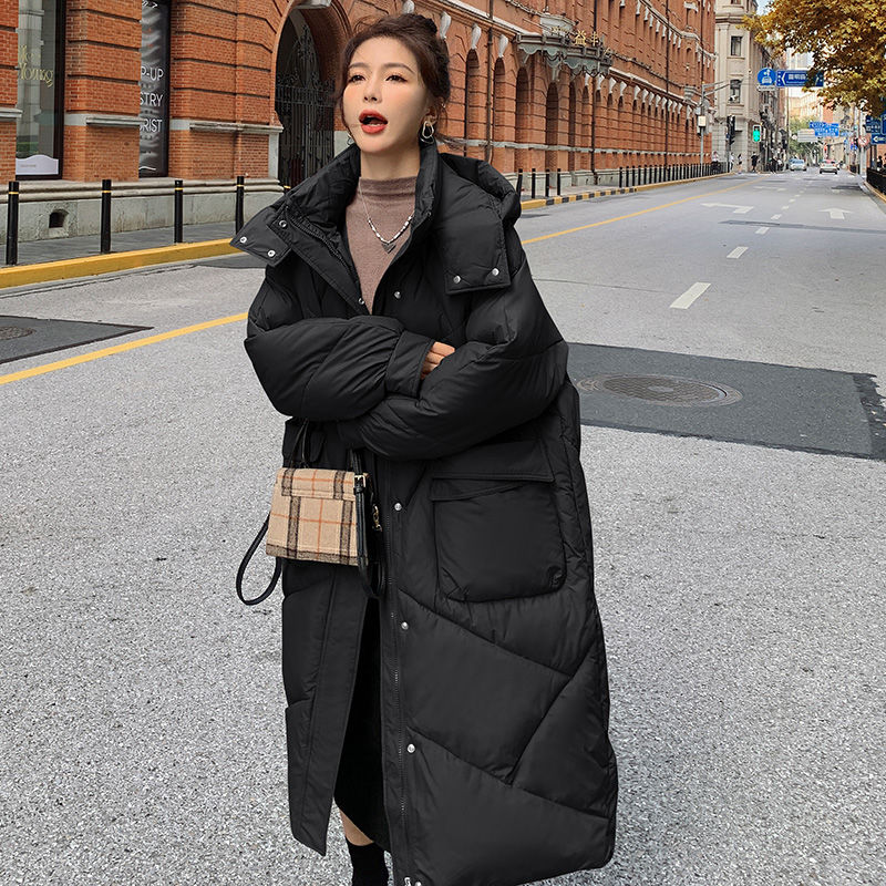 波司豋爆款棉服女中长款2023冬季新款韩版宽松过膝棉袄加厚显瘦棉