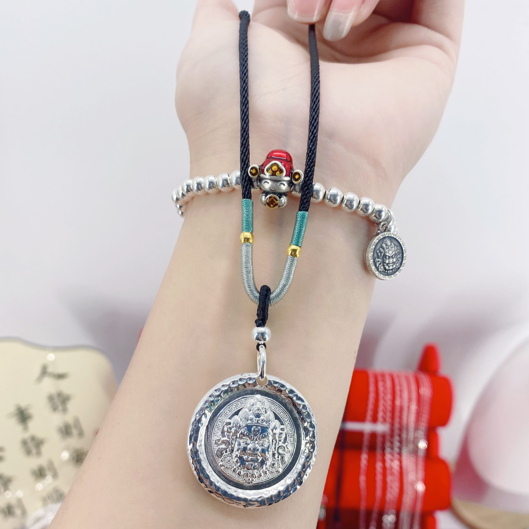 吊坠足银 足银999.9实心黄财神吊坠