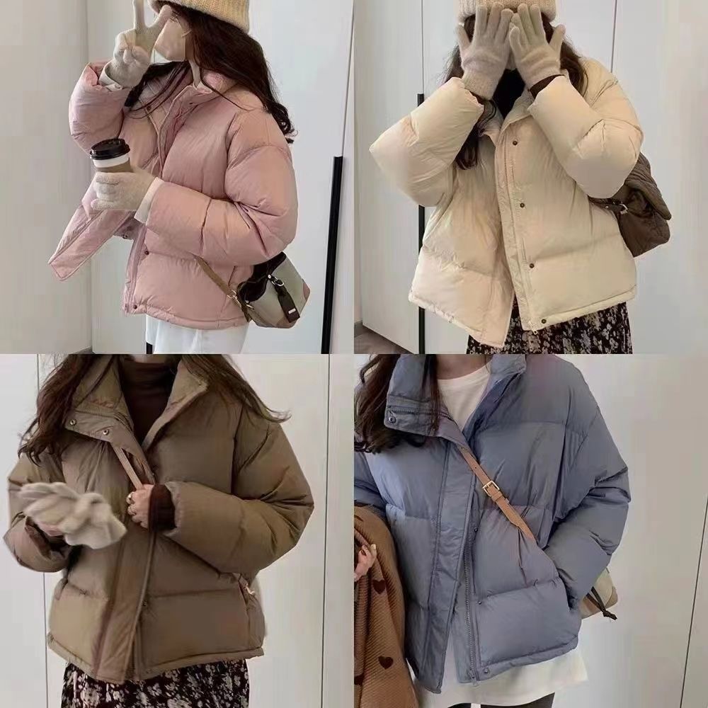 网红羽绒棉服女冬季显瘦短款韩版小个子白鸭绒加厚立领面包服外套